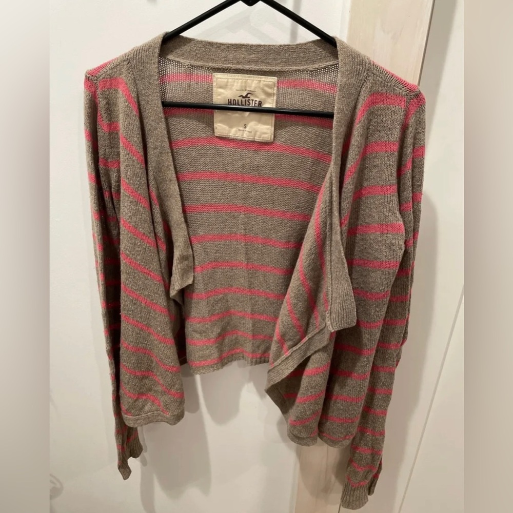 Hollister Brown and Pink Striped Sweater